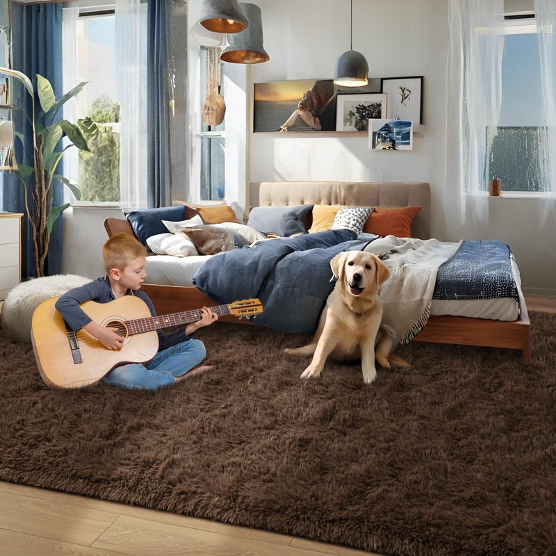 Foxmas Soft Fluffy Area Rugs for Bedroom Kids Room Plush Shaggy Nursery Rug Furry Throw Carpets for Boys Girls, College Dorm Fuzzy Rugs Living Room Home Decorate Rug, 3ft x 5ft, Black - Image 5